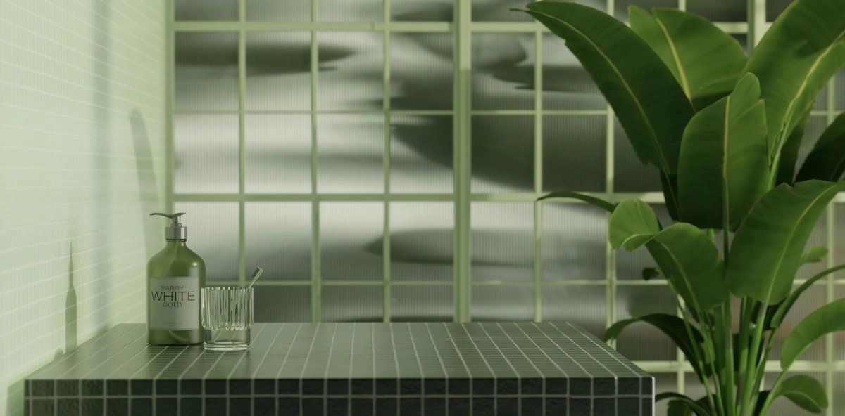 Bathroom Walls with Light Green Tiles